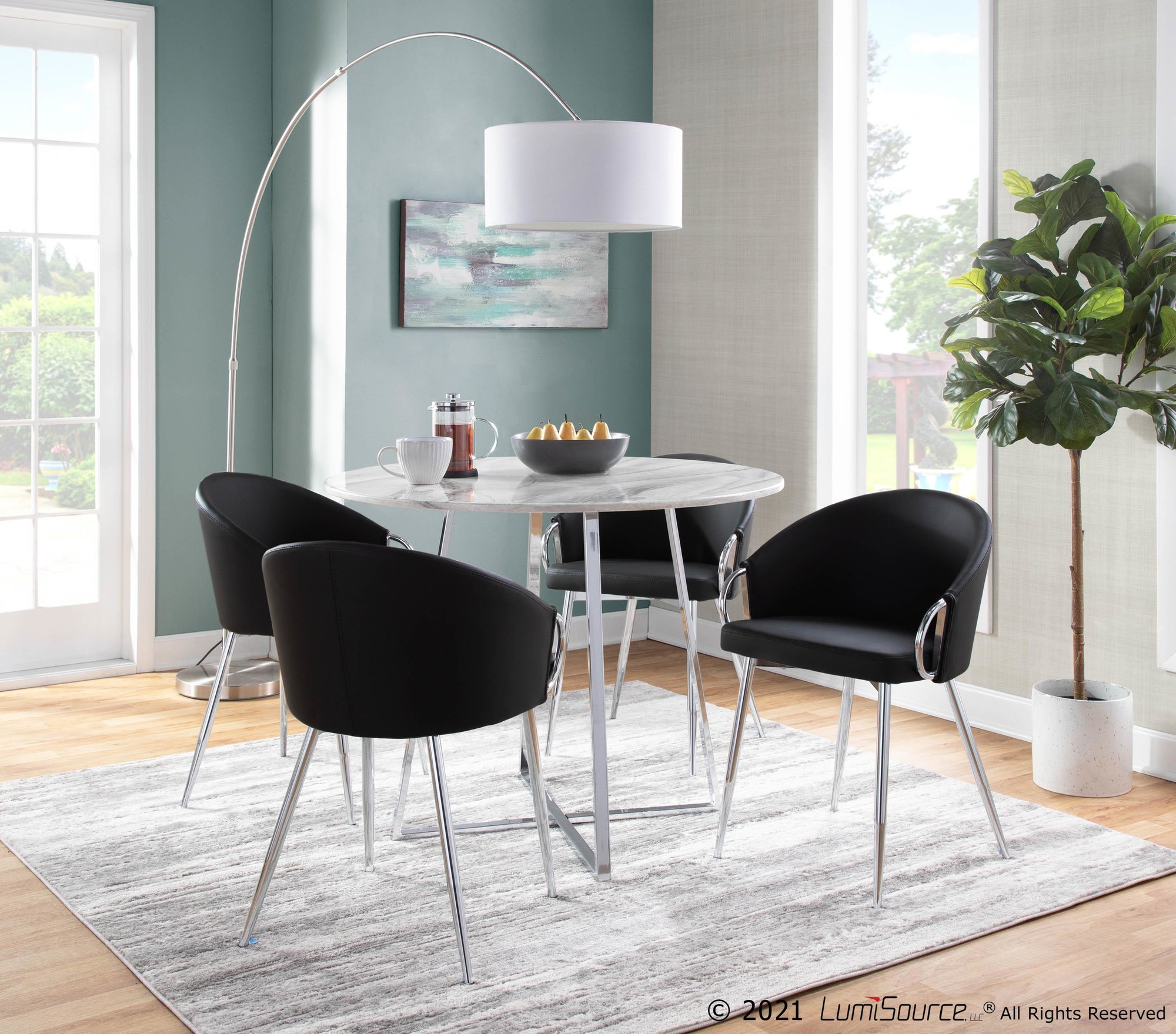 Claire Contemporary Black Faux Leather and Silver Metal Accent Chair 2 Claire Contemporary Black Faux Leather and Silver Metal Accent Chair - Image 2
