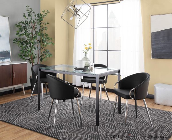 Claire Contemporary Black Faux Leather and Silver Metal Accent Chair 2
