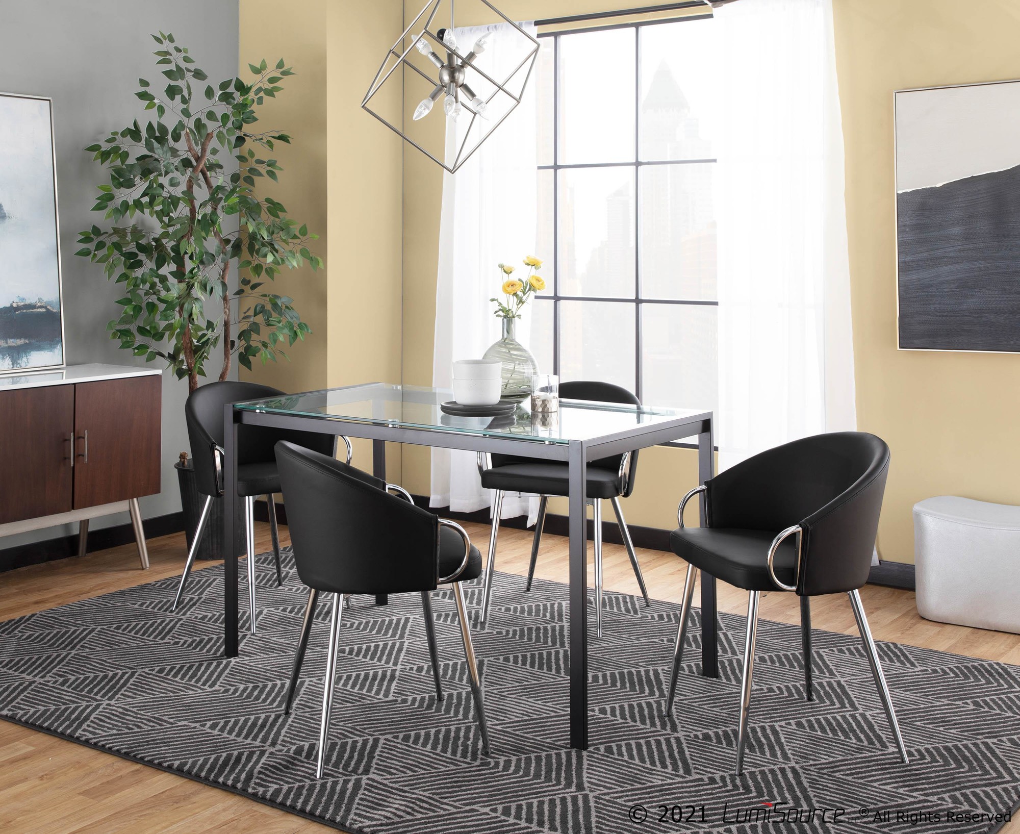 Claire Contemporary Black Faux Leather and Silver Metal Accent Chair 3 Claire Contemporary Black Faux Leather and Silver Metal Accent Chair - Image 3