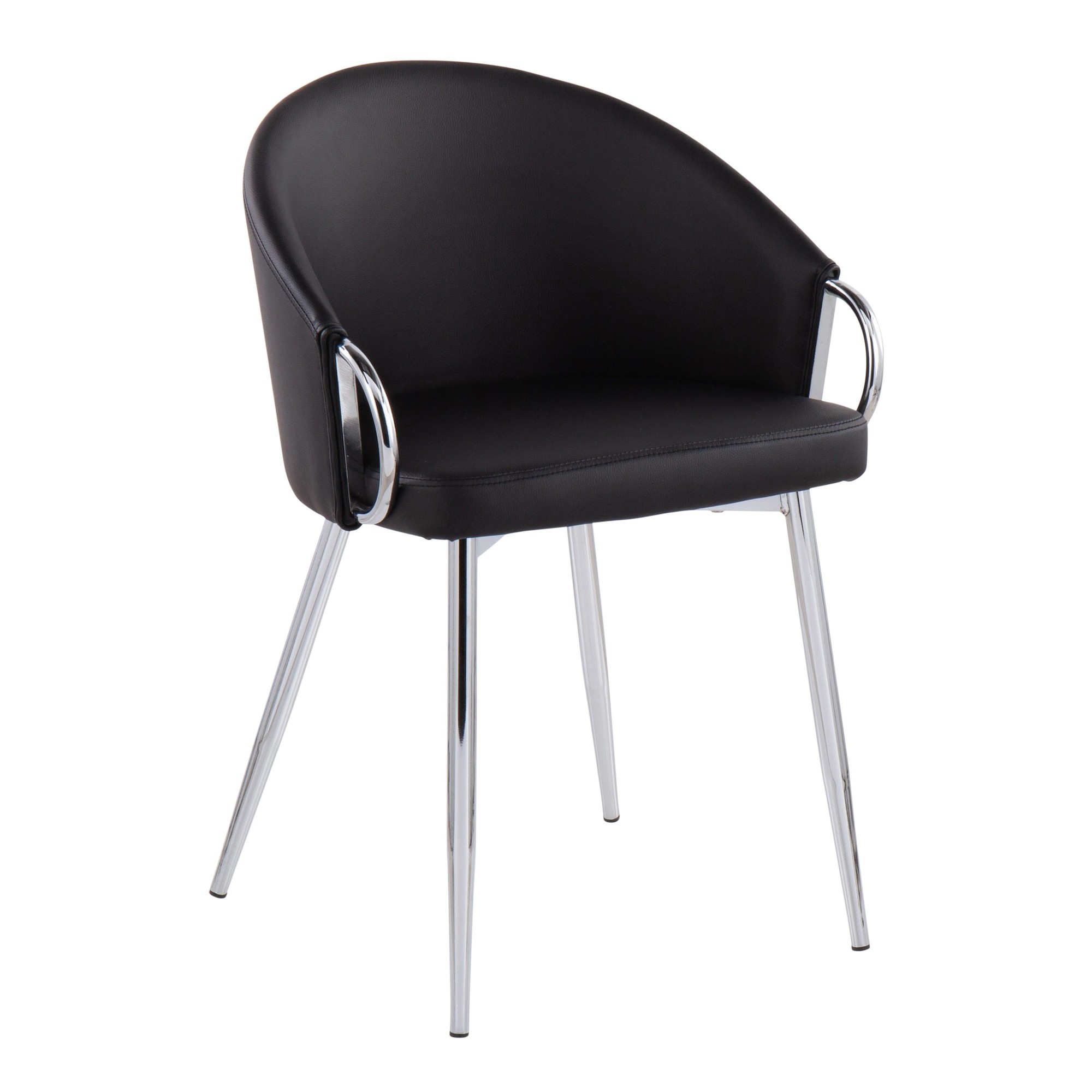 Claire Contemporary Black Faux Leather and Silver Metal Accent Chair 5 Claire Contemporary Black Faux Leather and Silver Metal Accent Chair - Image 5