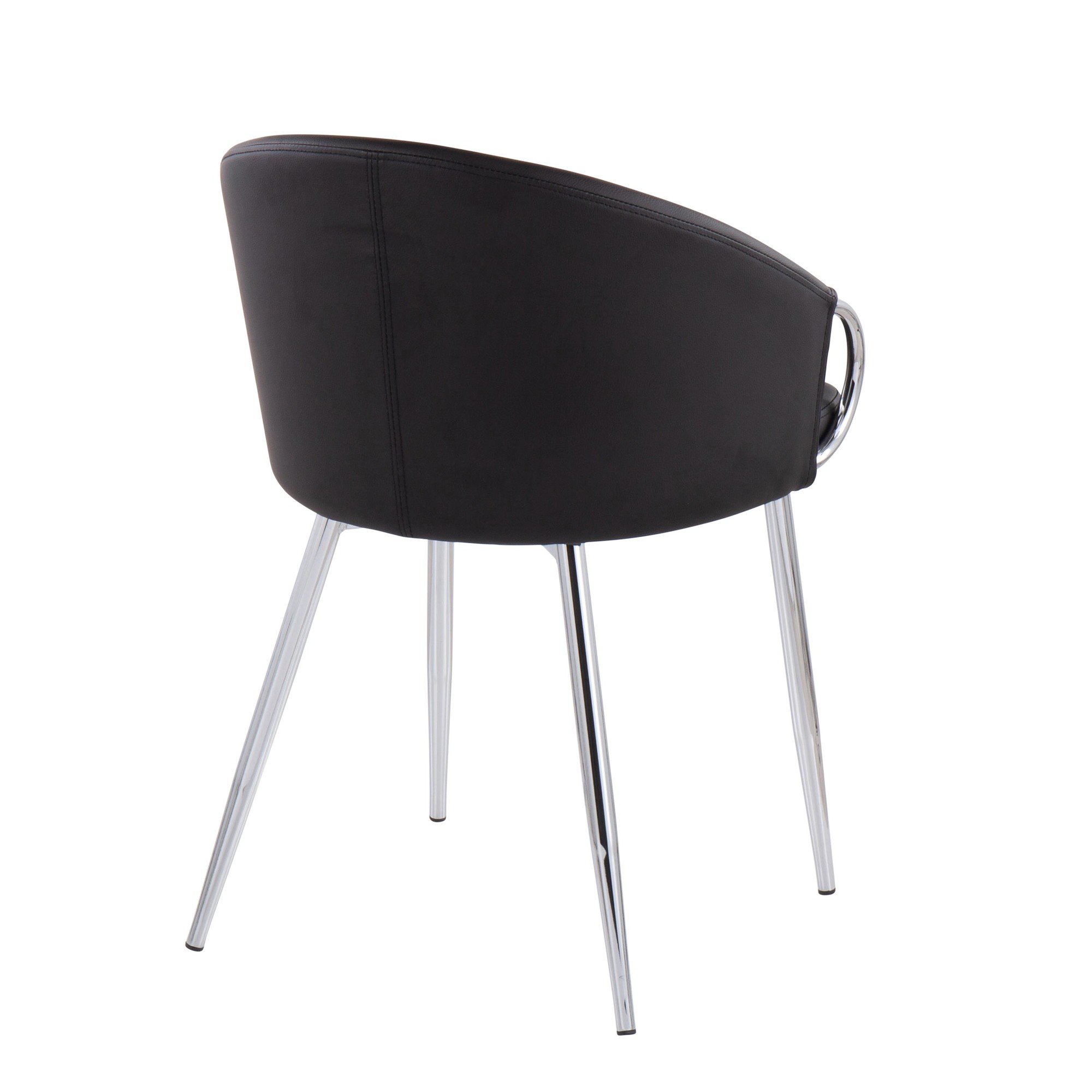 Claire Contemporary Black Faux Leather and Silver Metal Accent Chair 7 Claire Contemporary Black Faux Leather and Silver Metal Accent Chair - Image 7