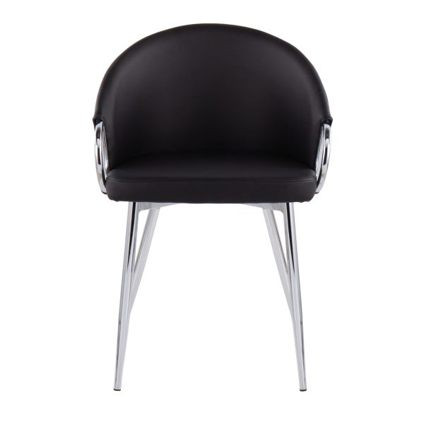 Claire Contemporary Black Faux Leather and Silver Metal Accent Chair 8