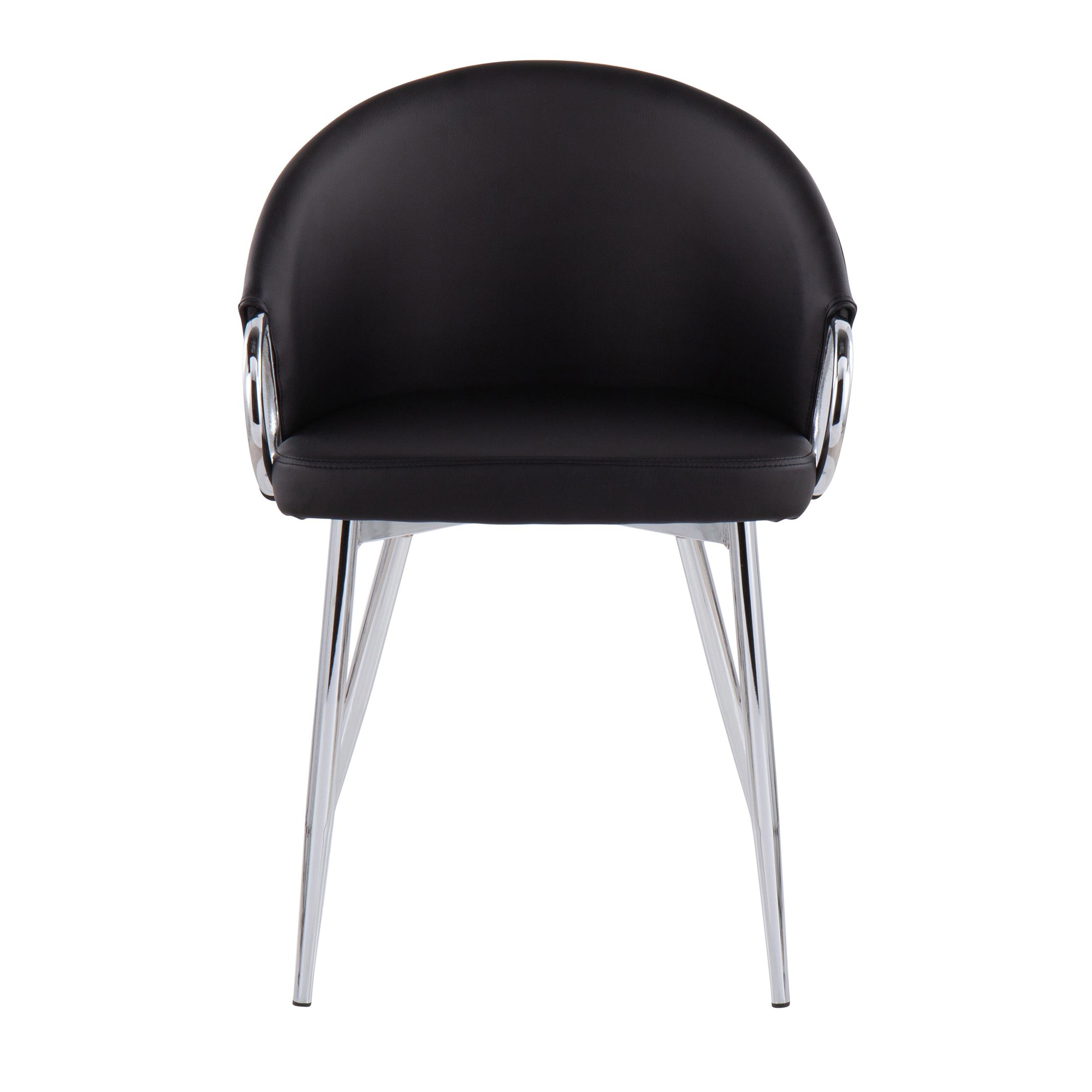 Claire Contemporary Black Faux Leather and Silver Metal Accent Chair 9 Claire Contemporary Black Faux Leather and Silver Metal Accent Chair - Image 9