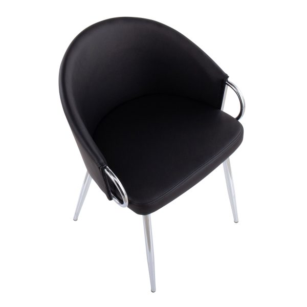 Claire Contemporary Black Faux Leather and Silver Metal Accent Chair 9