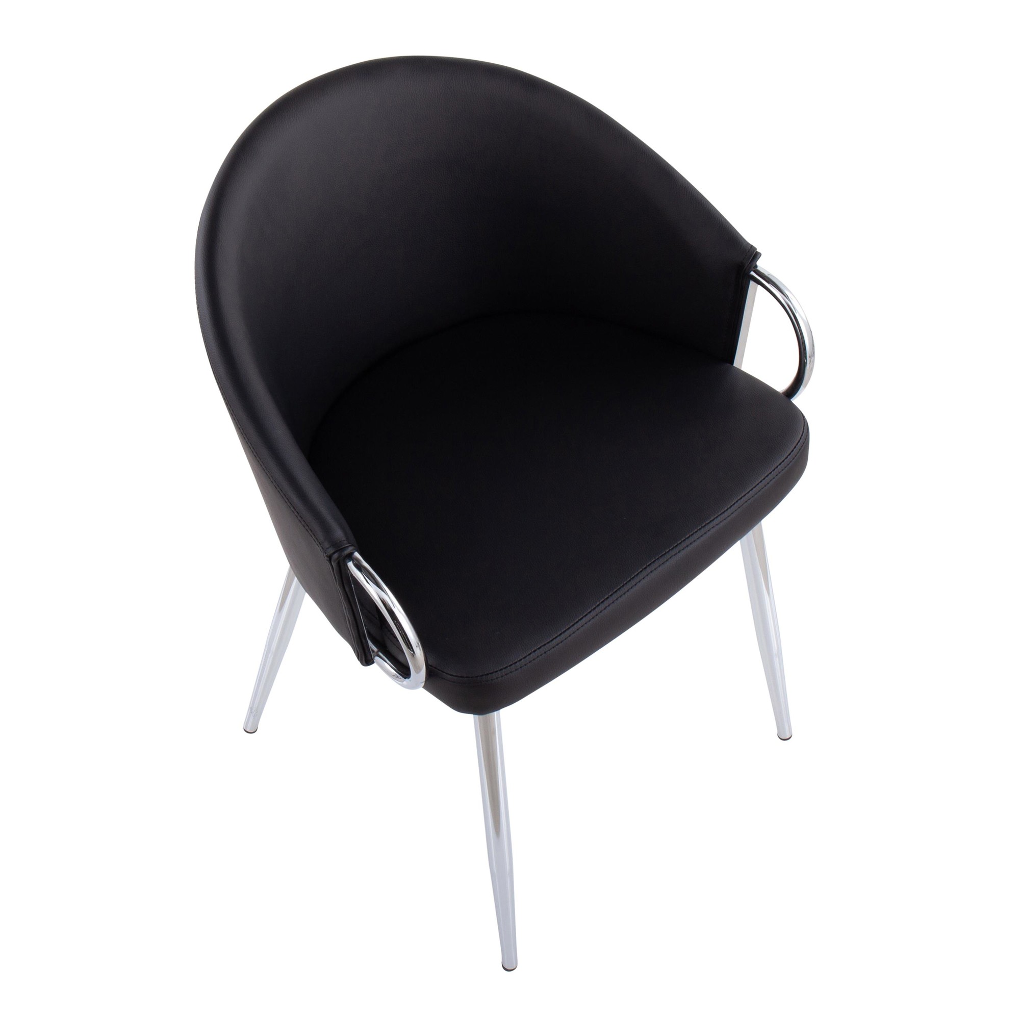 Claire Contemporary Black Faux Leather and Silver Metal Accent Chair 10 Claire Contemporary Black Faux Leather and Silver Metal Accent Chair - Image 10