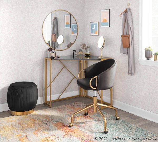 Claire Contemporary Black Velvet Gold Metal Task Chair 2