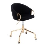 Claire Contemporary Black Velvet Gold Metal Task Chair 15 Claire Contemporary Black Velvet Gold Metal Task Chair