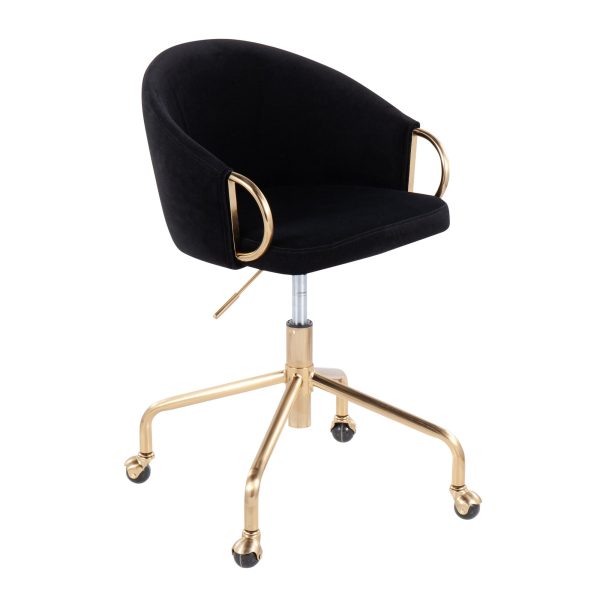 Claire Contemporary Black Velvet Gold Metal Task Chair 3