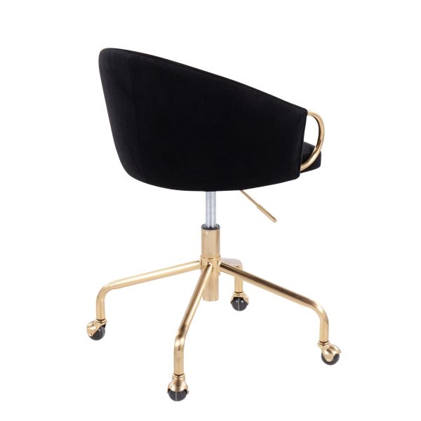 Claire Contemporary Black Velvet Gold Metal Task Chair 5