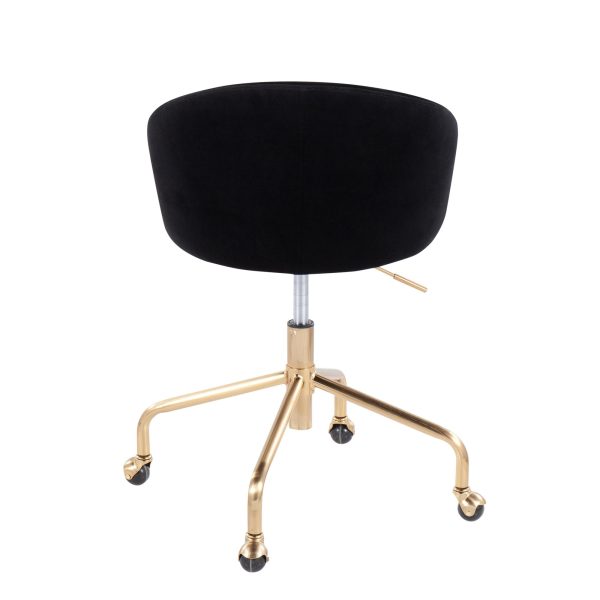 Claire Contemporary Black Velvet Gold Metal Task Chair 6