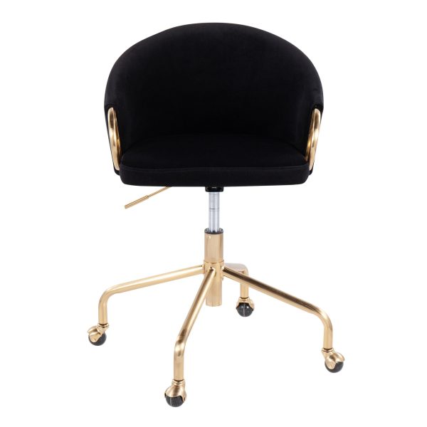 Claire Contemporary Black Velvet Gold Metal Task Chair 7