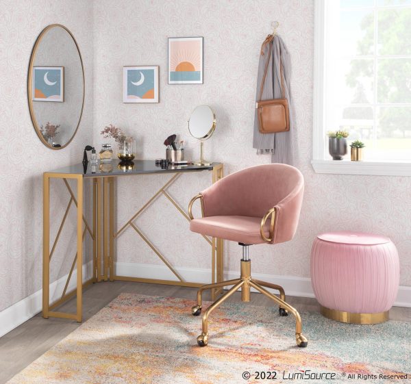 Claire Contemporary Blush Velvet Task Chair 1