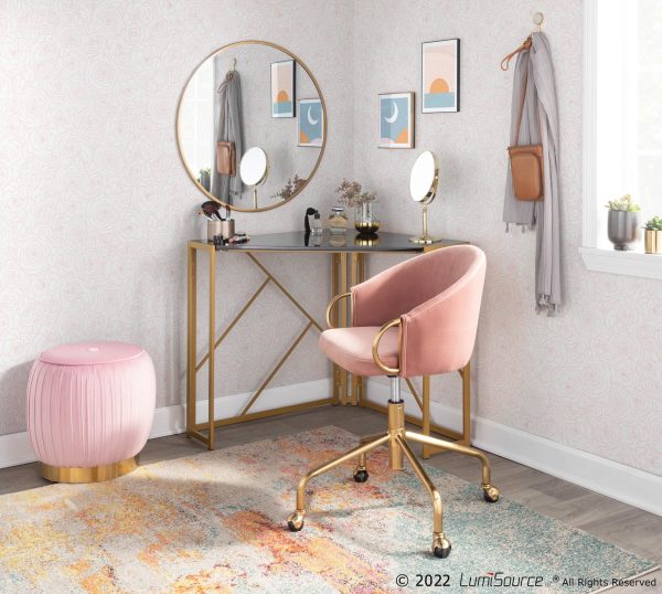 Claire Contemporary Blush Velvet Task Chair 2