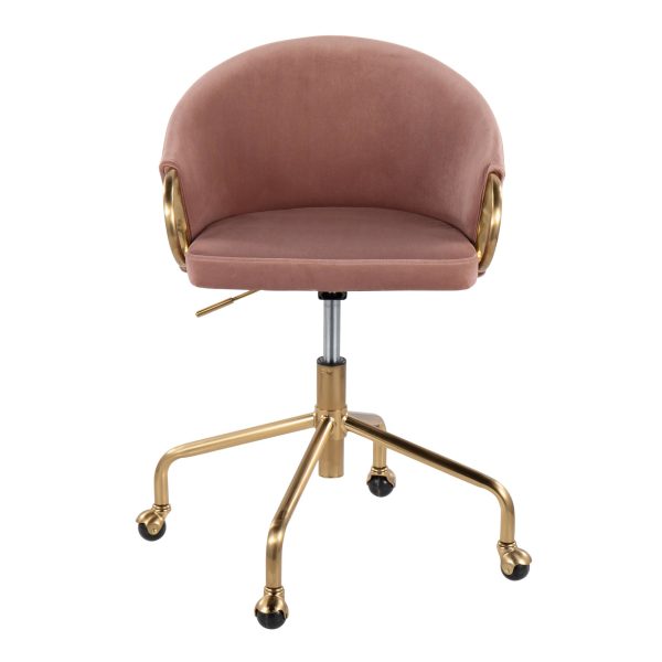Claire Contemporary Blush Velvet Task Chair 7