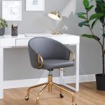 Claire Contemporary Gold and Grey Faux Leather Task Chair 10 Claire Contemporary Gold and Grey Faux Leather Task Chair