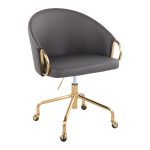 Claire Contemporary Gold and Grey Faux Leather Task Chair 11 Claire Contemporary Gold and Grey Faux Leather Task Chair