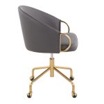 Claire Contemporary Gold and Grey Faux Leather Task Chair 12 Claire Contemporary Gold and Grey Faux Leather Task Chair