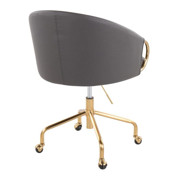 Claire Contemporary Gold and Grey Faux Leather Task Chair 4
