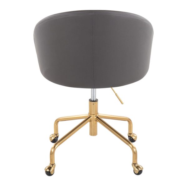 Claire Contemporary Gold and Grey Faux Leather Task Chair 5