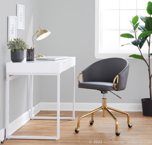 Claire Contemporary Gold and Grey Faux Leather Task Chair