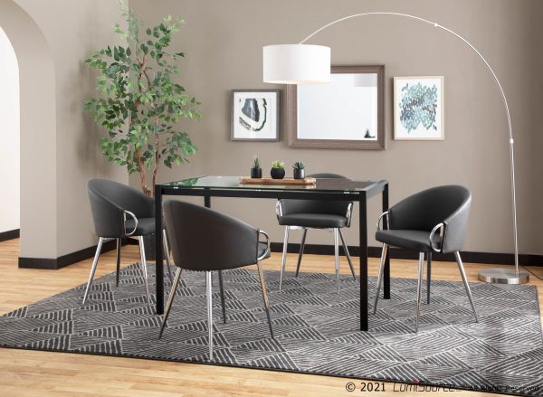 Claire Contemporary Grey Faux Leather Silver Metal Accent Chair 1