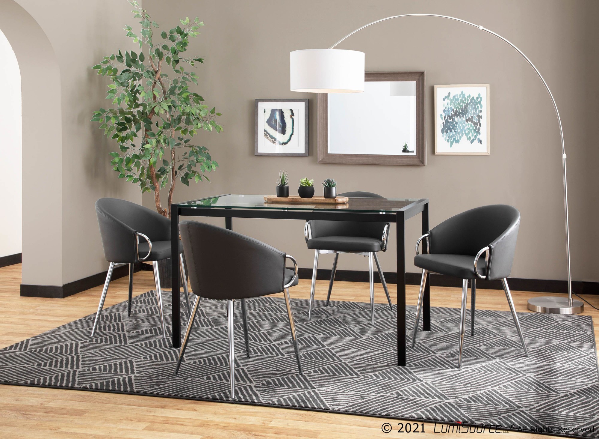 Claire Contemporary Grey Faux Leather Silver Metal Accent Chair 1 Claire Contemporary Grey Faux Leather Silver Metal Accent Chair