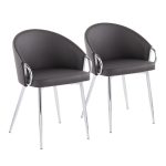 Claire Contemporary Grey Faux Leather Silver Metal Accent Chair 14 Claire Contemporary Grey Faux Leather Silver Metal Accent Chair