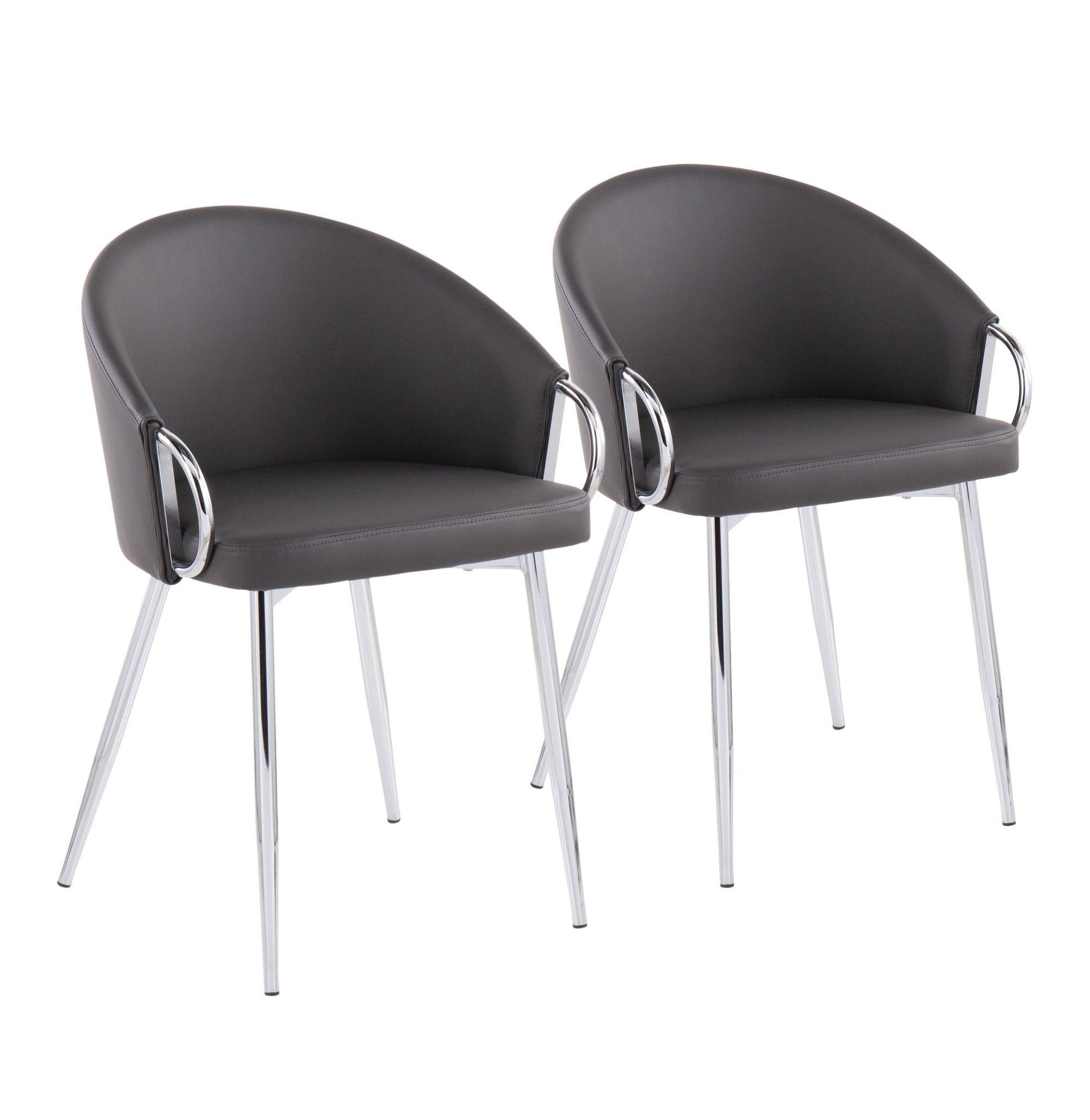 Claire Contemporary Grey Faux Leather Silver Metal Accent Chair 3 Claire Contemporary Grey Faux Leather Silver Metal Accent Chair - Image 3
