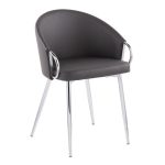 Claire Contemporary Grey Faux Leather Silver Metal Accent Chair 15 Claire Contemporary Grey Faux Leather Silver Metal Accent Chair