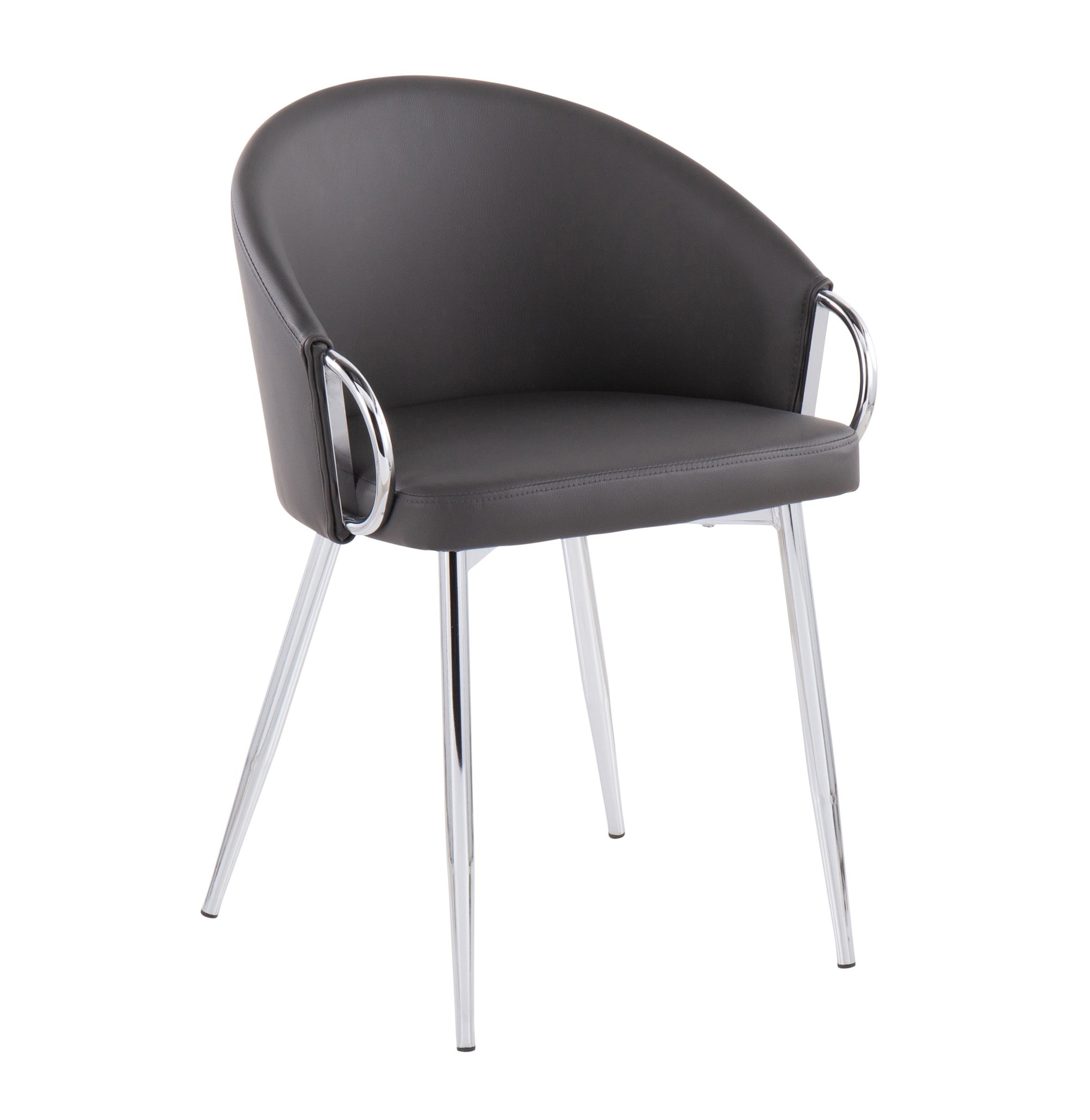 Claire Contemporary Grey Faux Leather Silver Metal Accent Chair 4 Claire Contemporary Grey Faux Leather Silver Metal Accent Chair - Image 4