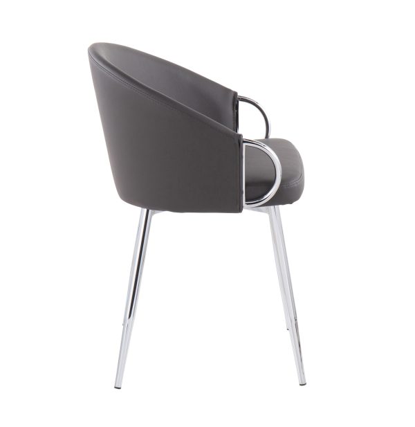 Claire Contemporary Grey Faux Leather Silver Metal Accent Chair 5