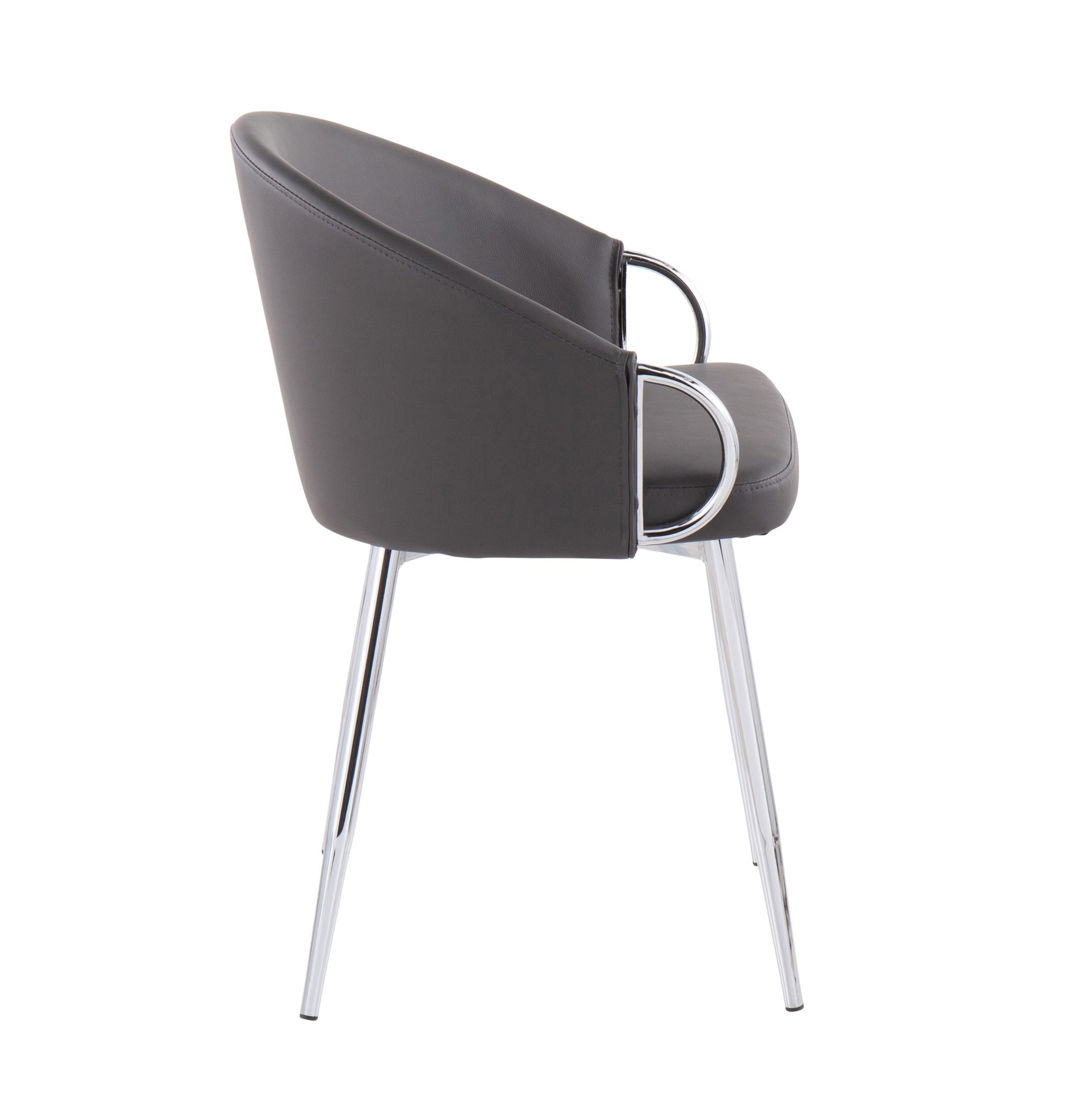 Claire Contemporary Grey Faux Leather Silver Metal Accent Chair 5 Claire Contemporary Grey Faux Leather Silver Metal Accent Chair - Image 5