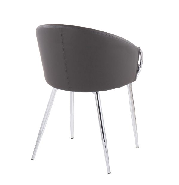 Claire Contemporary Grey Faux Leather Silver Metal Accent Chair 6