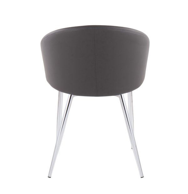 Claire Contemporary Grey Faux Leather Silver Metal Accent Chair 7