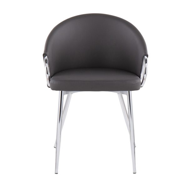 Claire Contemporary Grey Faux Leather Silver Metal Accent Chair 8