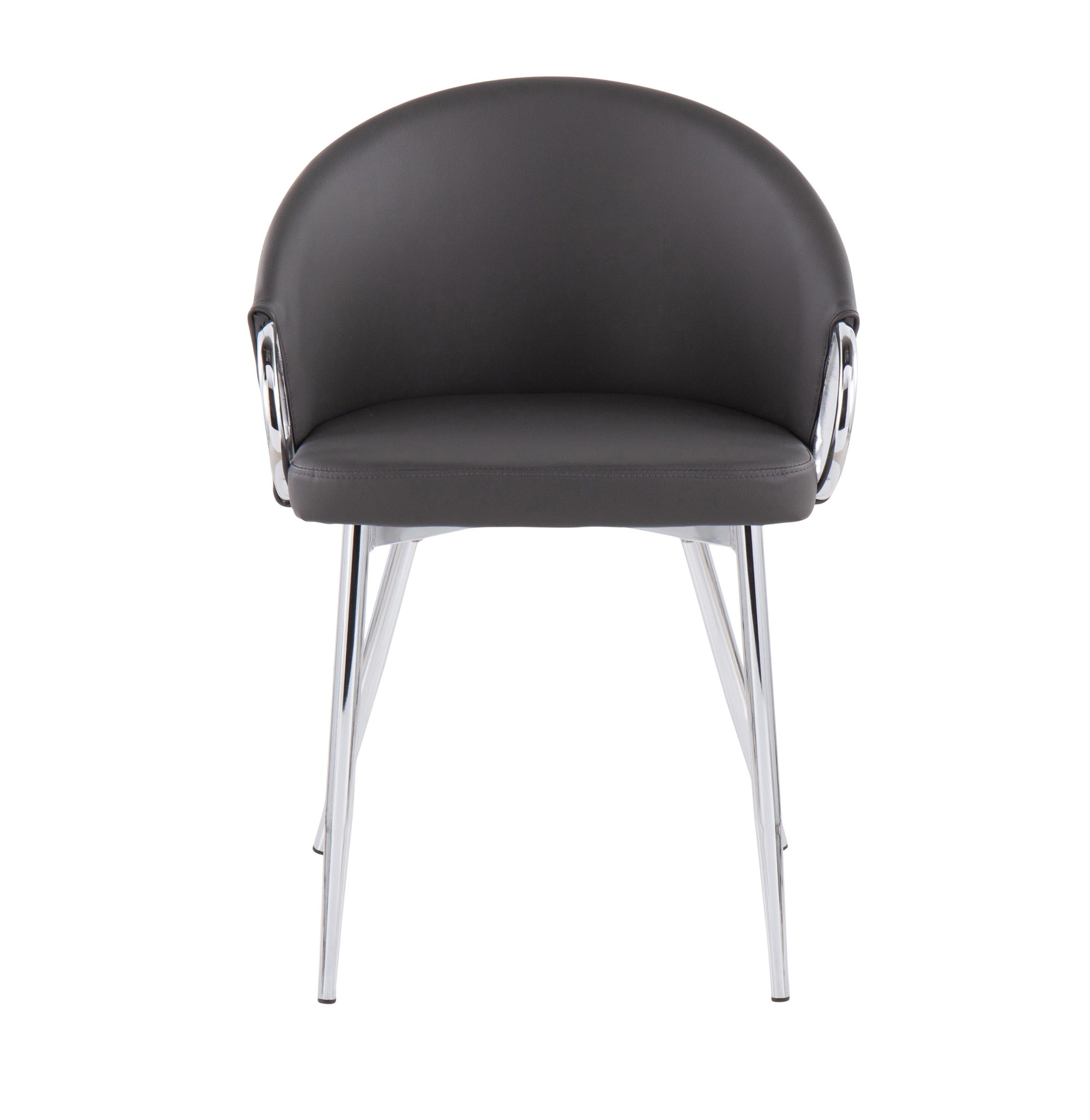 Claire Contemporary Grey Faux Leather Silver Metal Accent Chair 8 Claire Contemporary Grey Faux Leather Silver Metal Accent Chair - Image 8
