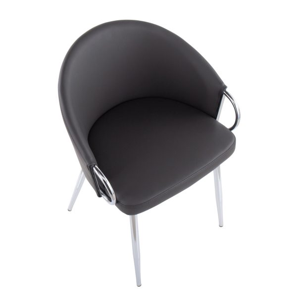 Claire Contemporary Grey Faux Leather Silver Metal Accent Chair 9