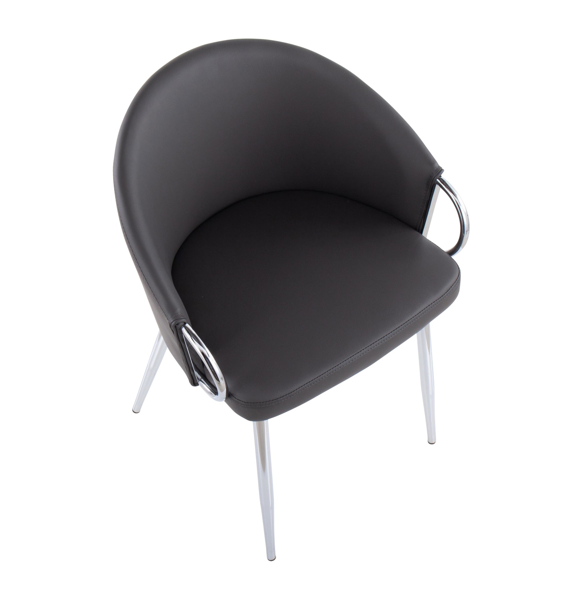 Claire Contemporary Grey Faux Leather Silver Metal Accent Chair 9 Claire Contemporary Grey Faux Leather Silver Metal Accent Chair - Image 9