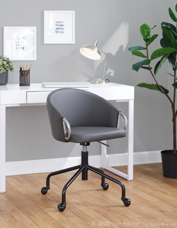 Claire Contemporary Grey Faux Leather Task Chair 1