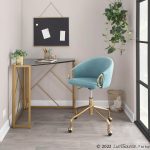 Claire Contemporary Light Blue Velvet Gold Task Chair 13 Claire Contemporary Light Blue Velvet Gold Task Chair