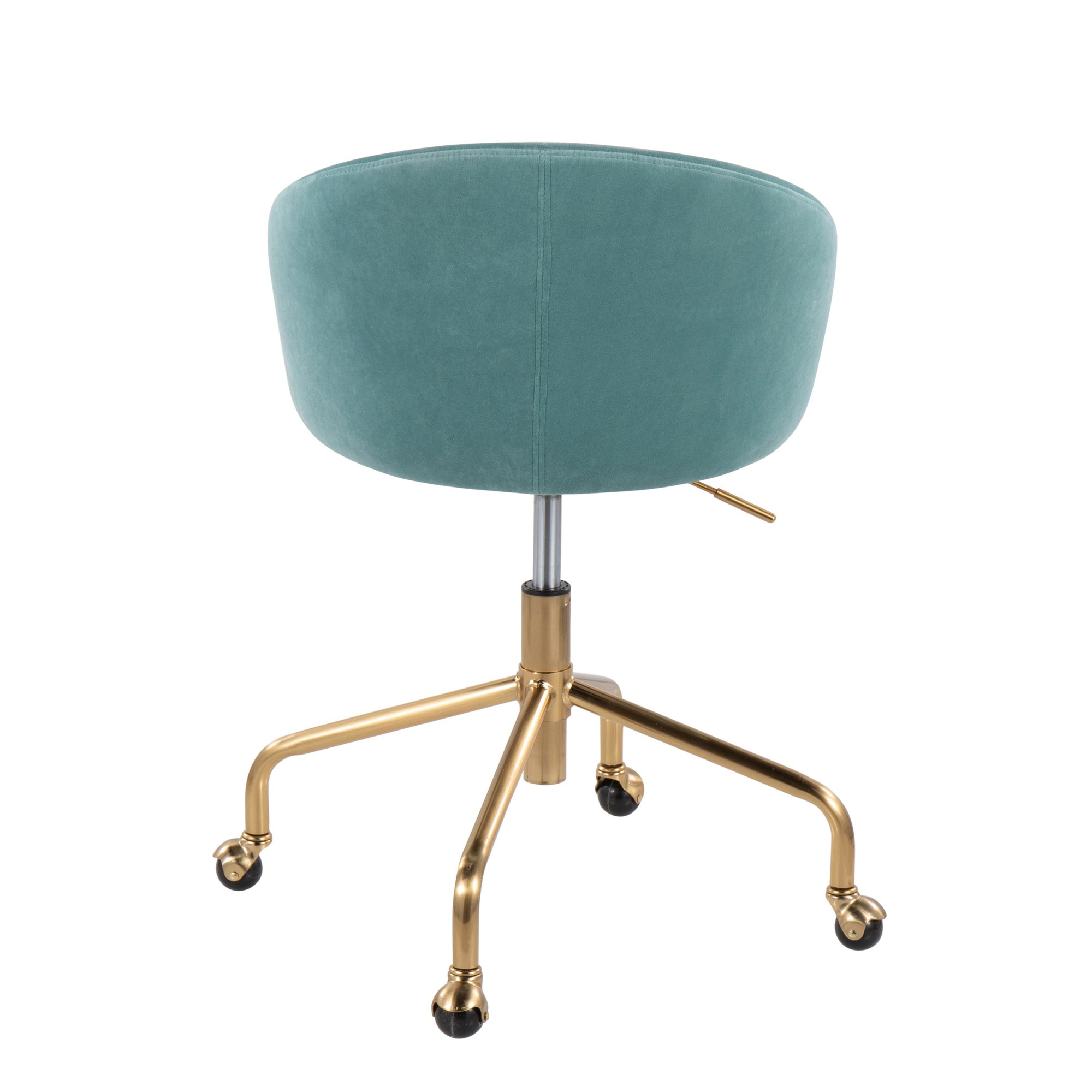 Claire Contemporary Light Blue Velvet Gold Task Chair 7 Claire Contemporary Light Blue Velvet Gold Task Chair - Image 7