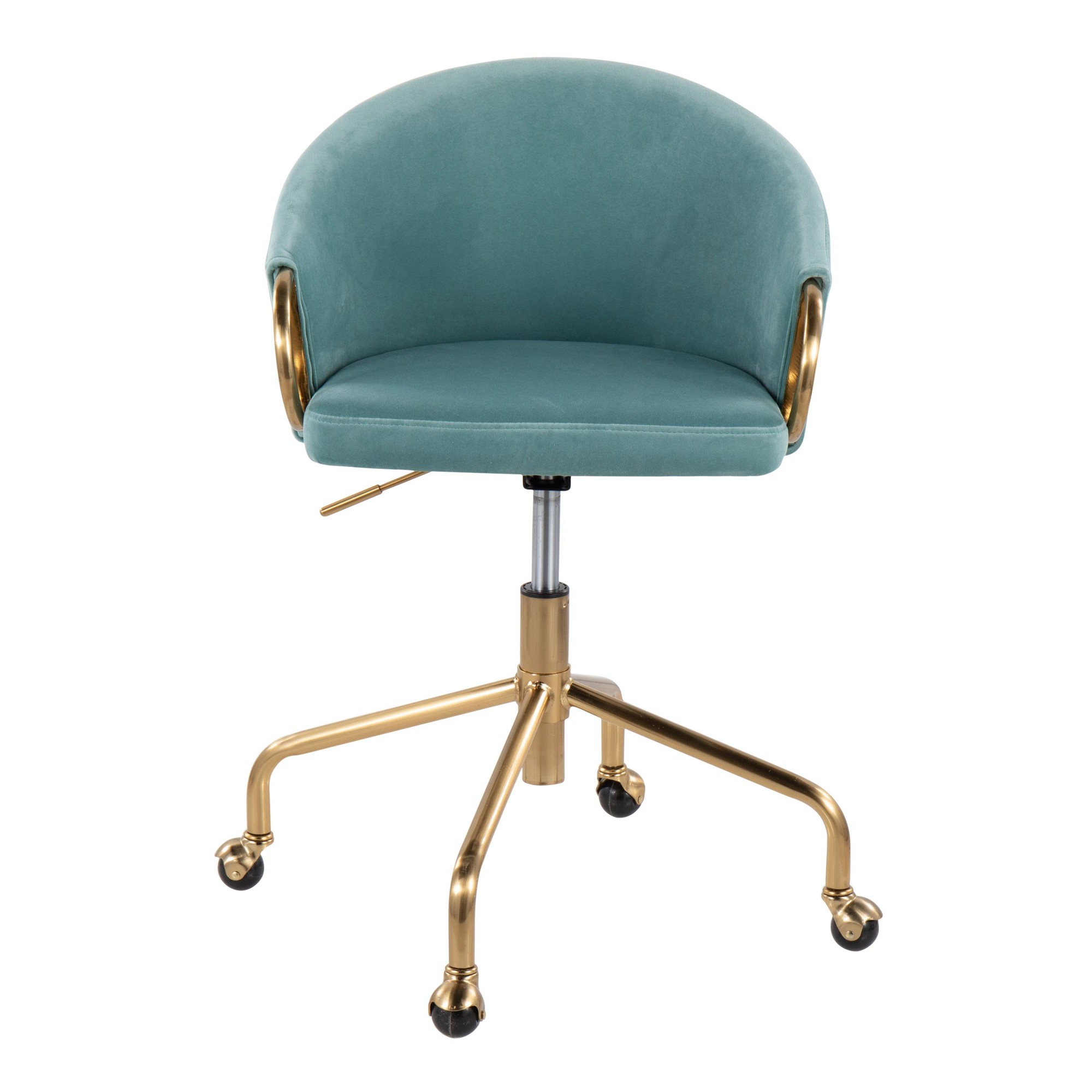 Claire Contemporary Light Blue Velvet Gold Task Chair 8 Claire Contemporary Light Blue Velvet Gold Task Chair - Image 8