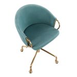 Claire Contemporary Light Blue Velvet Gold Task Chair 20 Claire Contemporary Light Blue Velvet Gold Task Chair