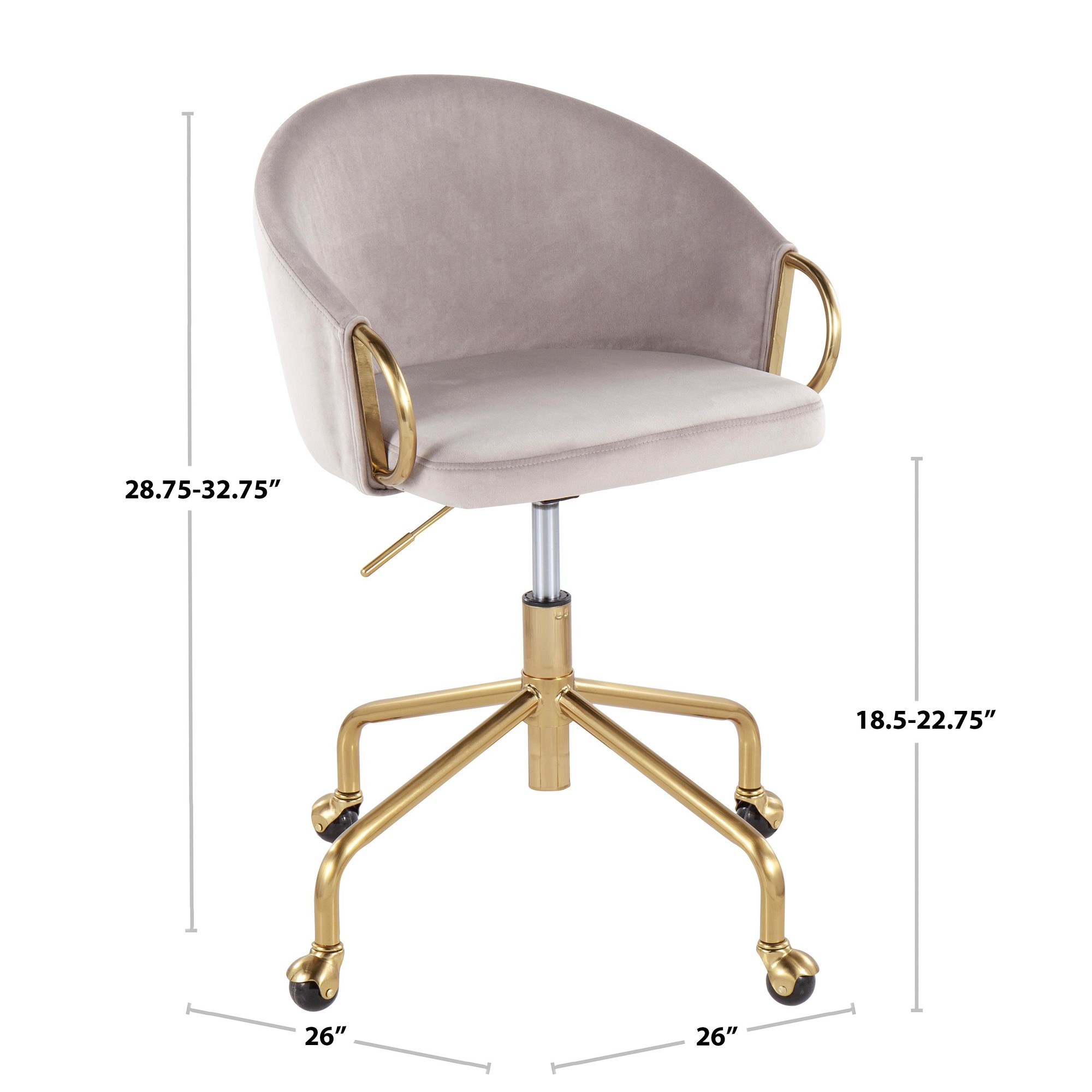 Claire Contemporary Light Blue Velvet Gold Task Chair 10 Claire Contemporary Light Blue Velvet Gold Task Chair - Image 10