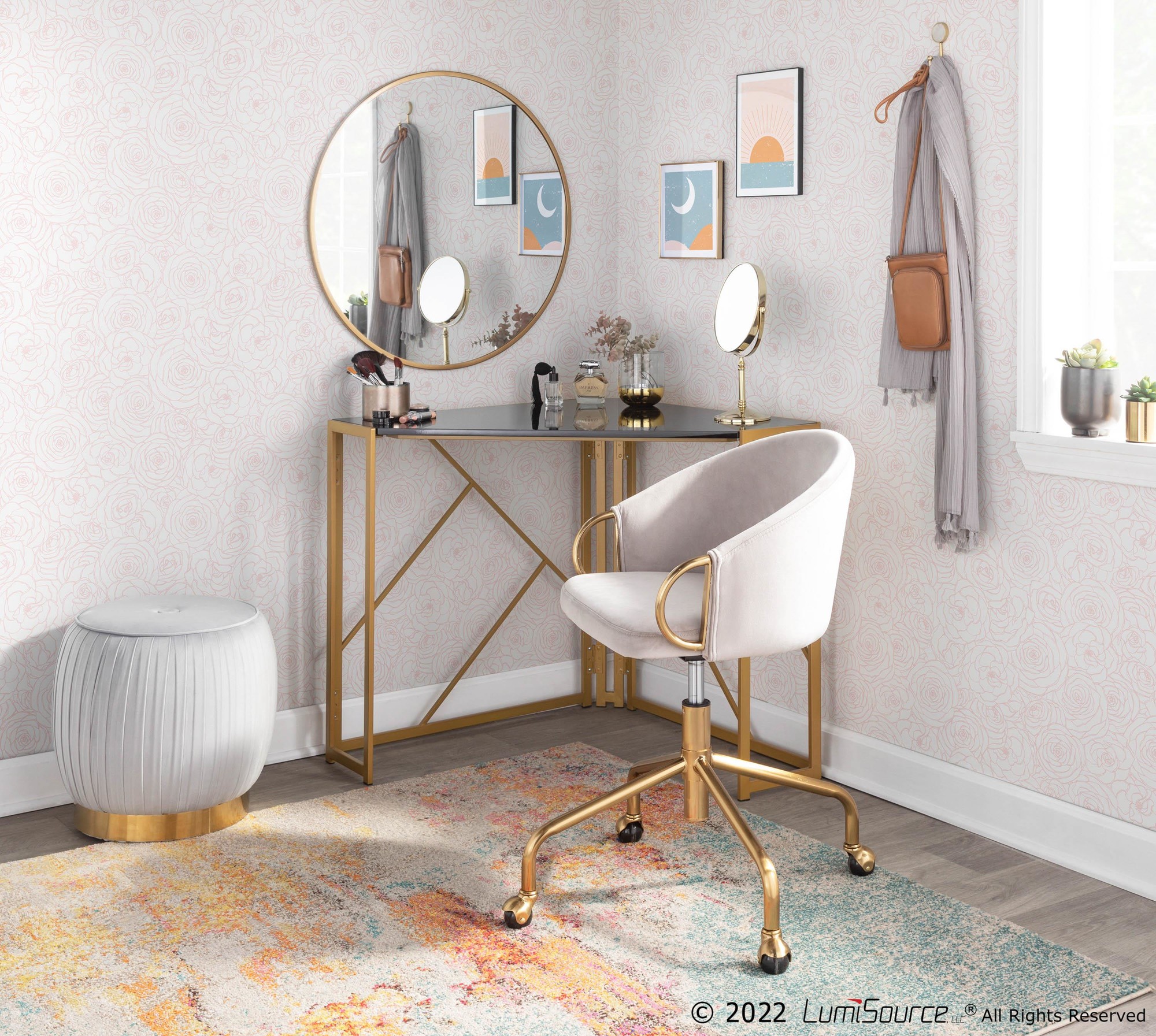 Claire Contemporary Silver Velvet Task Chair 2 Claire Contemporary Silver Velvet Task Chair - Image 2