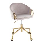 Claire Contemporary Silver Velvet Task Chair