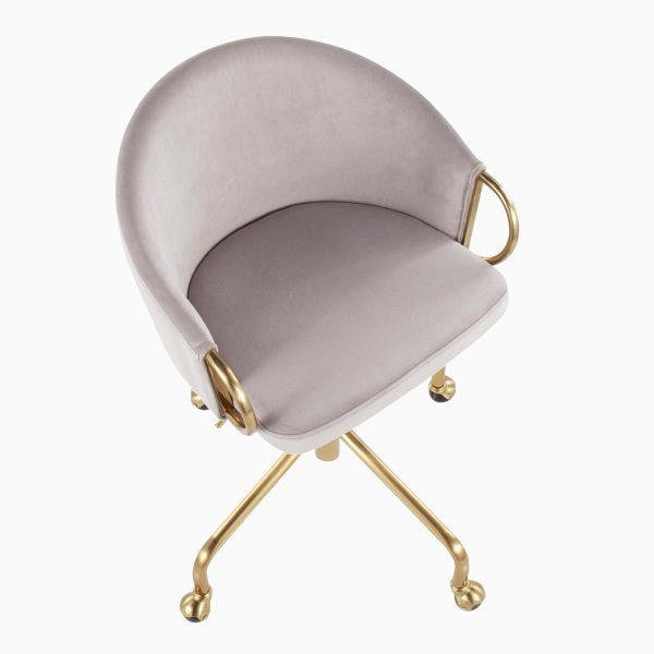Claire Contemporary Silver Velvet Task Chair 8