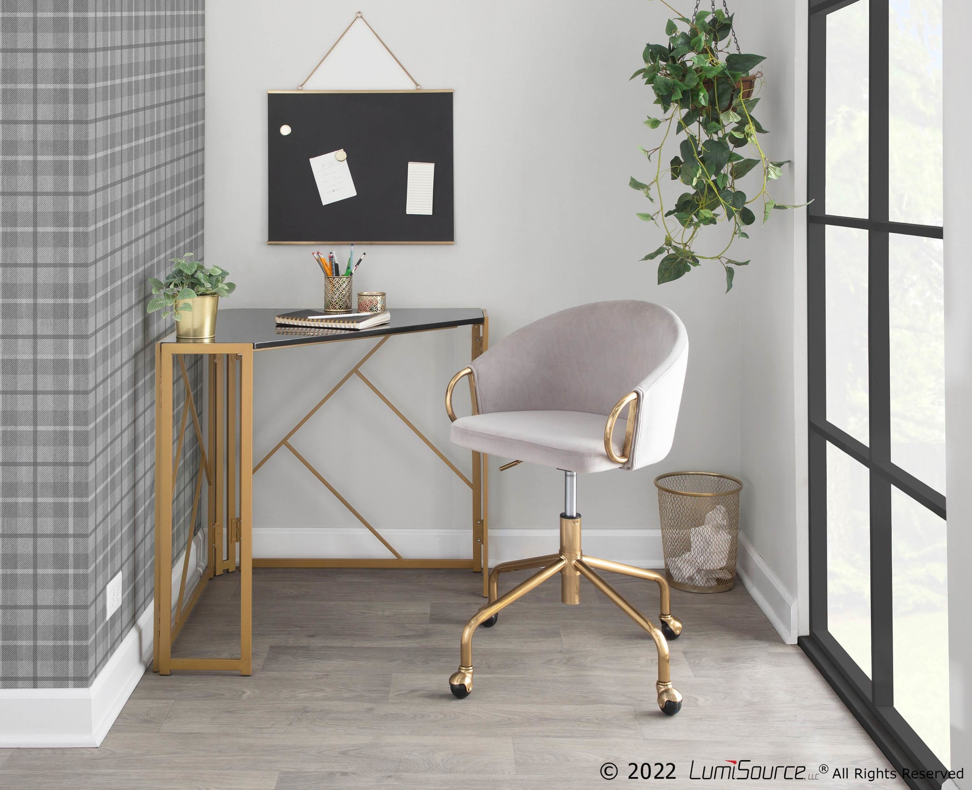 Claire Contemporary Silver Velvet Task Chair 1 Claire Contemporary Silver Velvet Task Chair