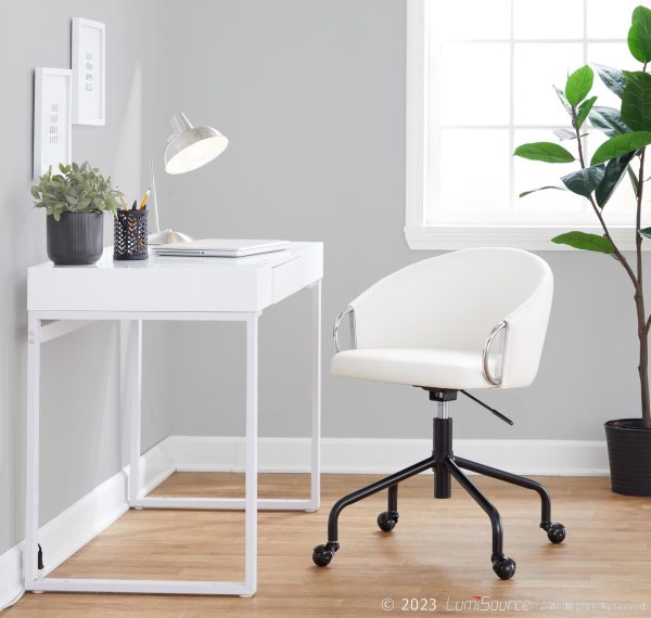 Claire Contemporary White Faux Leather Task Chair