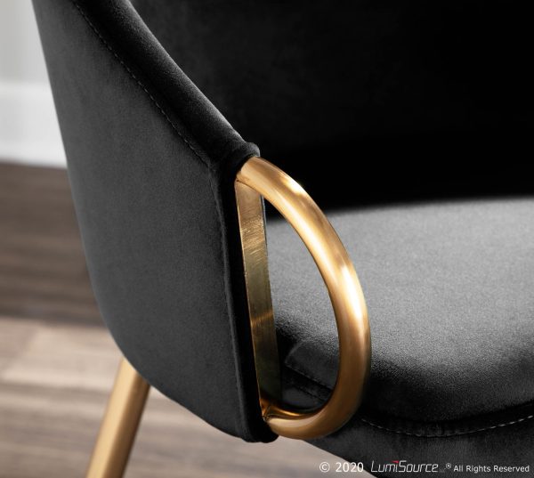 Claire Gold Black Velvet Contemporary Accent Chairs Set of 2 1
